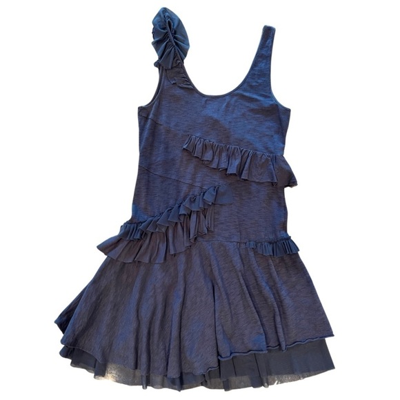 La Rok Blue Ruffled Dress NWOT - Picture 3 of 8
